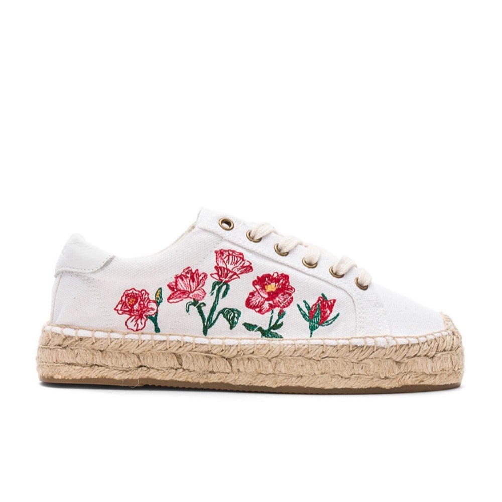 Rose Platform Tennis Sneaker in White Soludos